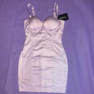 Lavender satin mini dress